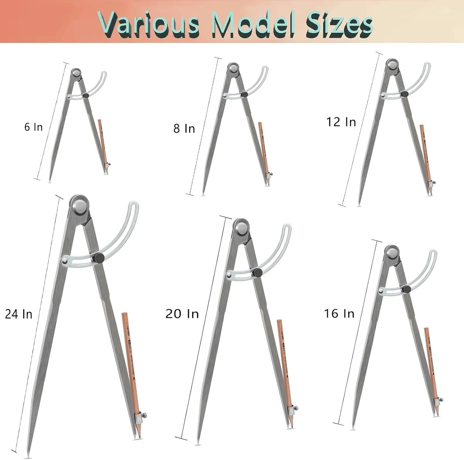 Precision 24-Inch Compass with Wing Divider - Ideal for Woodworking & Geometry