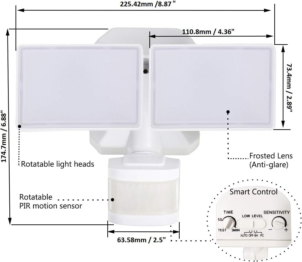 Bright 2800 Lumen Outdoor Motion Sensor Flood Lights - 4 Working Modes, 2-Pack