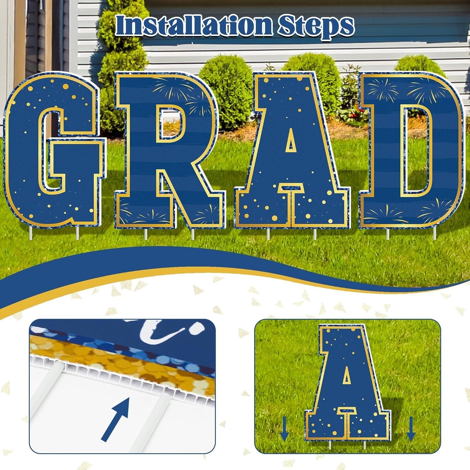 Durable Graduation Yard Decorations - 20 PCS 2025 Congrats Grad Signs & Stakes