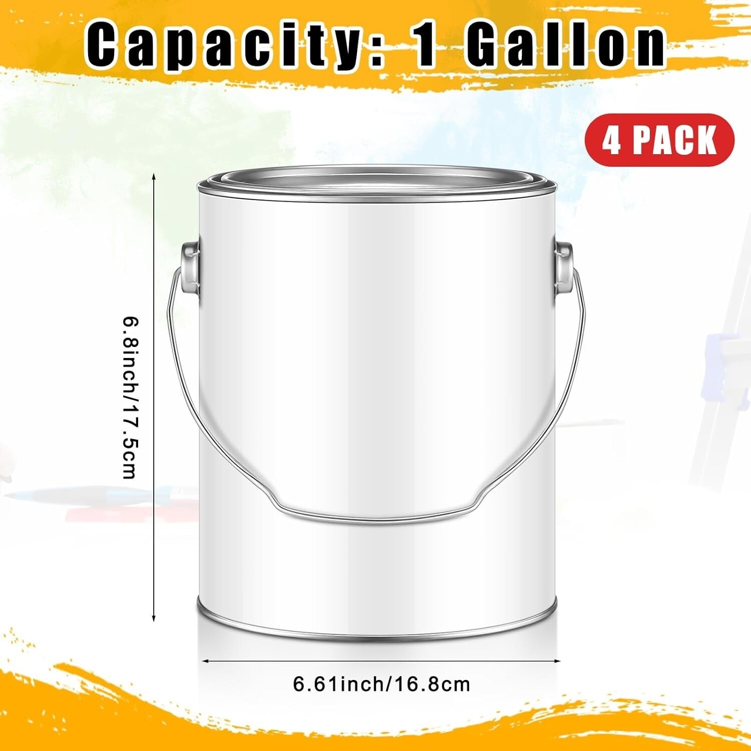 Versatile 4 Pcs 1 Gallon Tin Paint Cans with Lids for DIY Crafts and Supplies