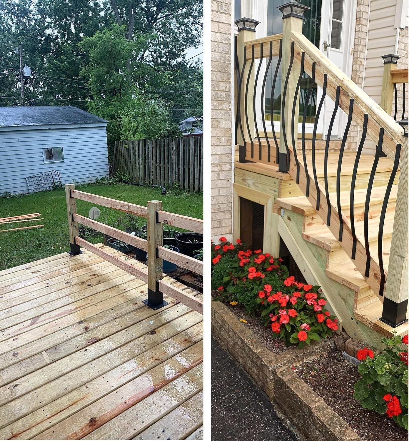 Durable Metal Deck Post Base for 5.5x5.5 Wooden Columns - Black Powder-Coated