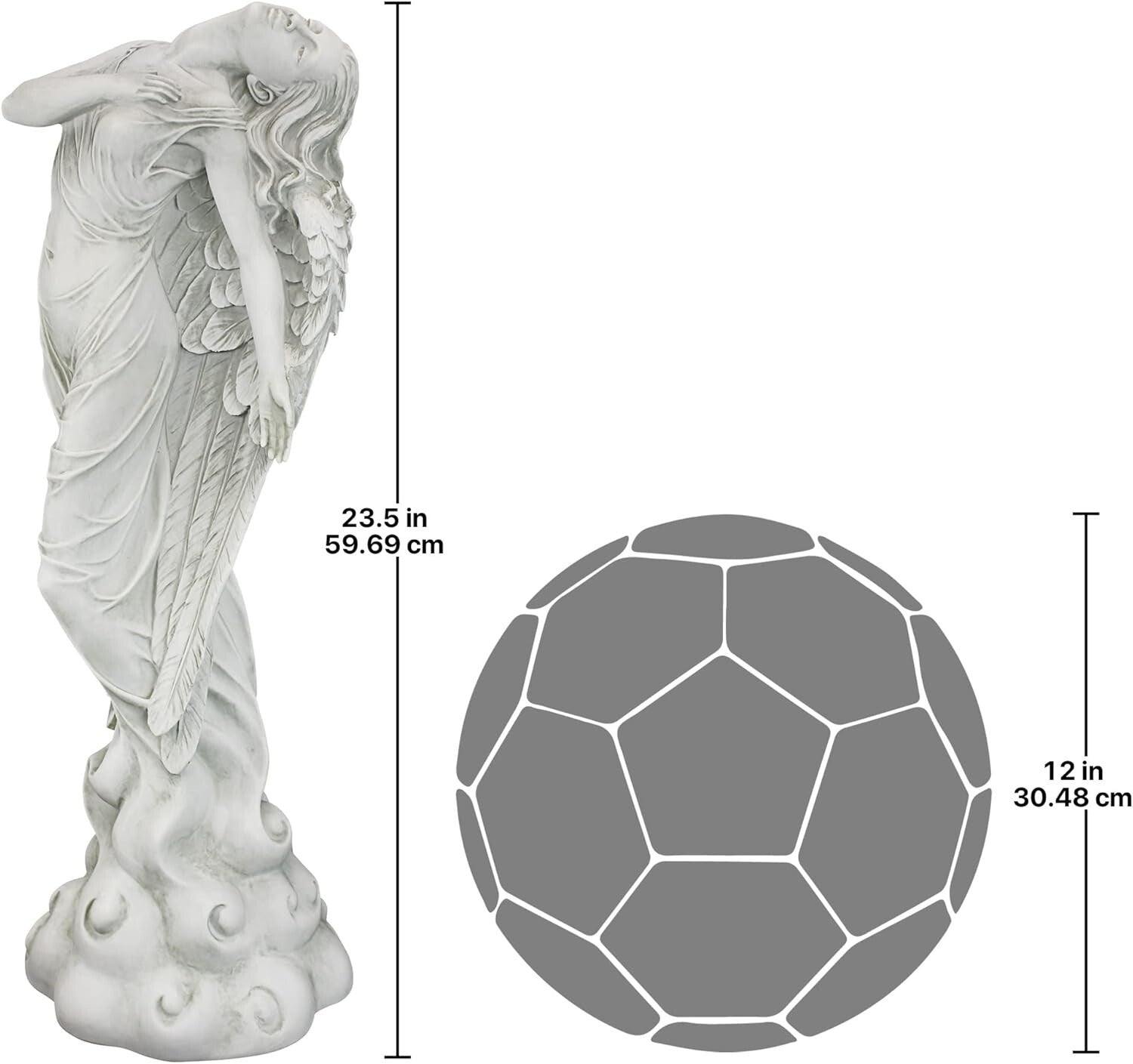 Exclusive Antique Stone Finish Angel Garden Statue - 6 lbs, Freestanding Art