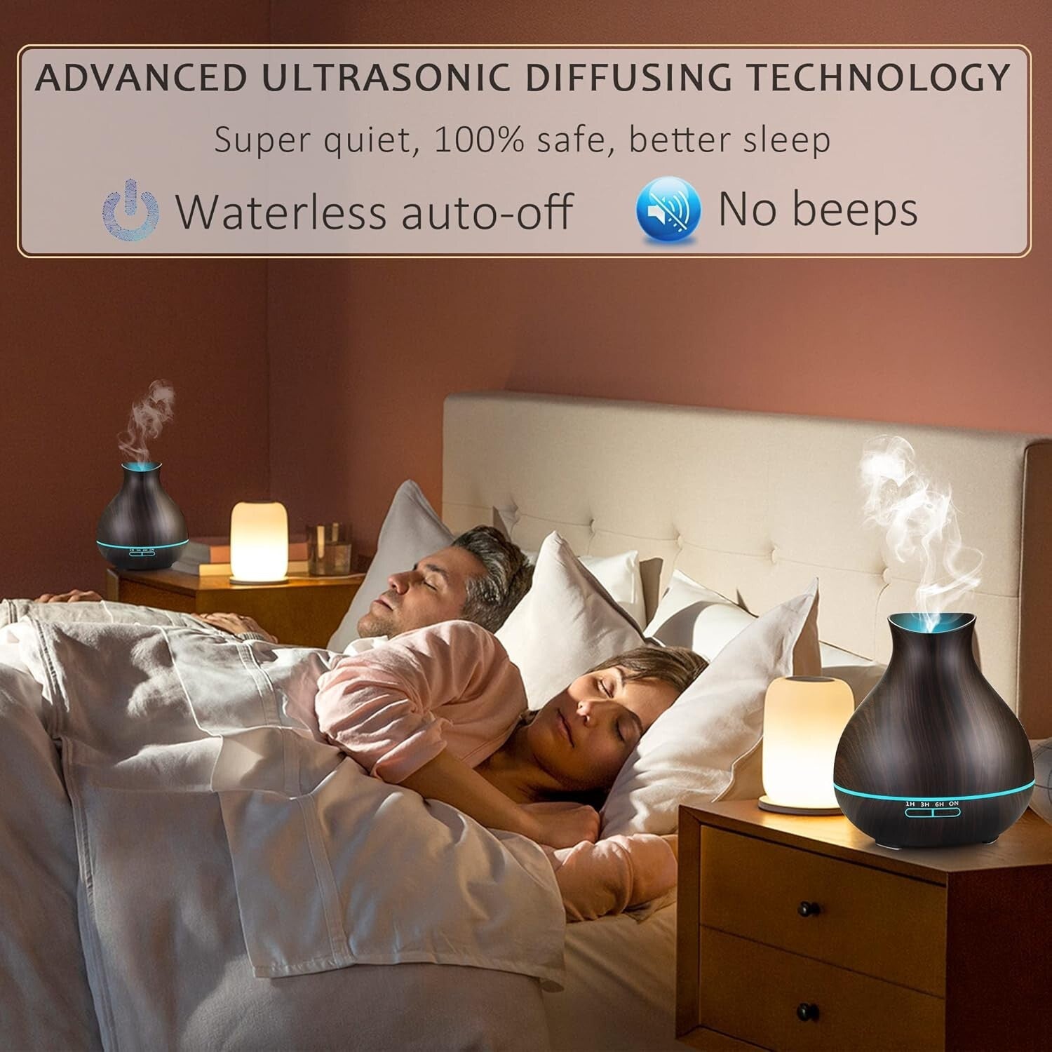 Aromatherapy Essential Oil Diffusers - 2 PCS, 550ml, LED Humidifiers for Larg...