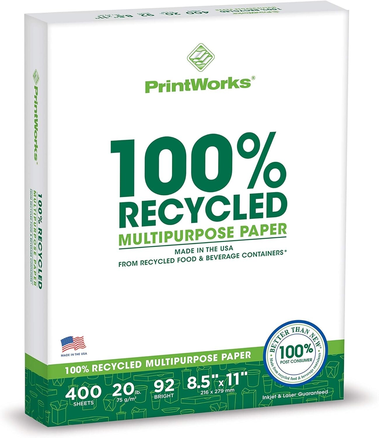 Quality 100% Recycled Multipurpose Paper - 8.5x11 Sheets, Ideal for All Printers