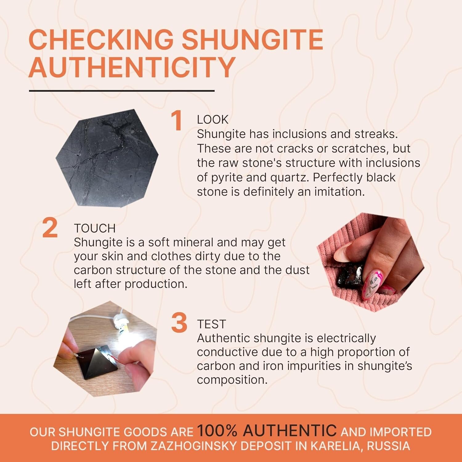 Genuine Shungite Crystal Pyramid 4" - Black Healing Stone for Home Protection