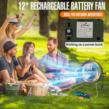 Load image into Gallery viewer, Portable Camping Floor Fan - Rechargeable 12-Inch Metal Blade High Velocity Fan