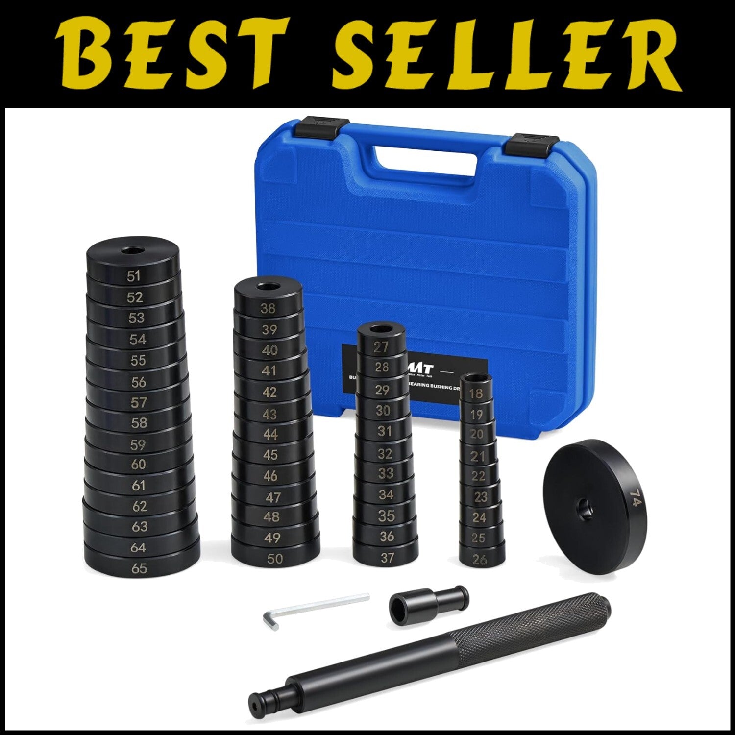 Durable 52-in-1 Bearing Race Seal Installer with Easy Operation and Carry Case