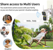 Load image into Gallery viewer, Dual Lens Solar Powered Security Cameras - 2K Outdoor WiFi, Color Night Vision