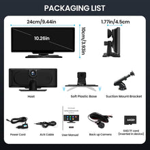 Load image into Gallery viewer, Innovative 10.26'' Wireless Car Audio Receiver with 4K Dash Cam &amp; GPS Navigation