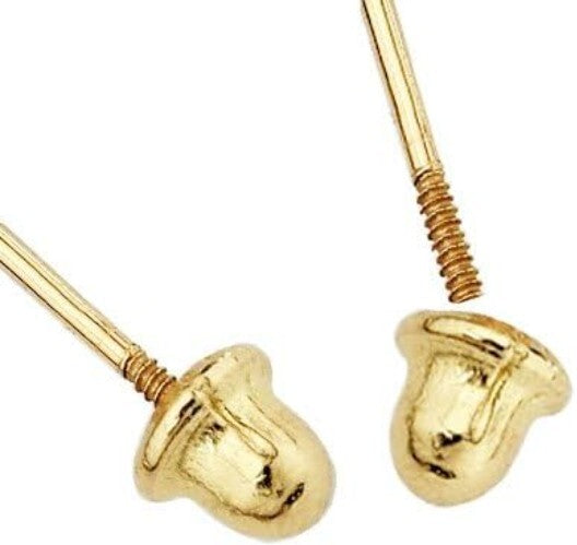 Elegant 14k Gold Ball Stud Earrings with Secure Screw Back - Gift-Ready Sizes