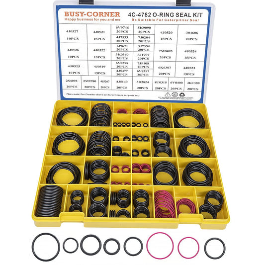 Hydraulic O-Ring Kit for CAT Excavators – 32 Sizes, Nitrile 90D, Heavy-Duty Case
