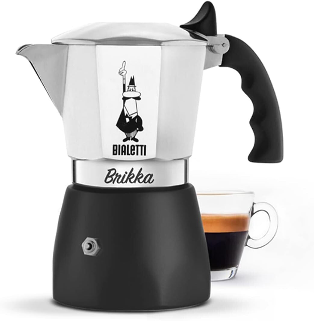 4-Cup Bialetti Brikka Moka Pot: Durable Aluminum Stovetop Espresso Maker