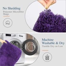 Load image into Gallery viewer, Large Dark Purple Bathroom Rug - Shaggy Microfiber, Extra Absorbent &amp; Washable