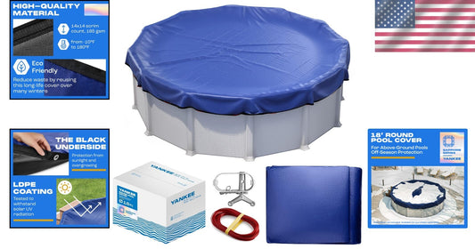 18 Ft Round Winter Pool Cover - Extra Thick & Weather Resistant for Above Ground