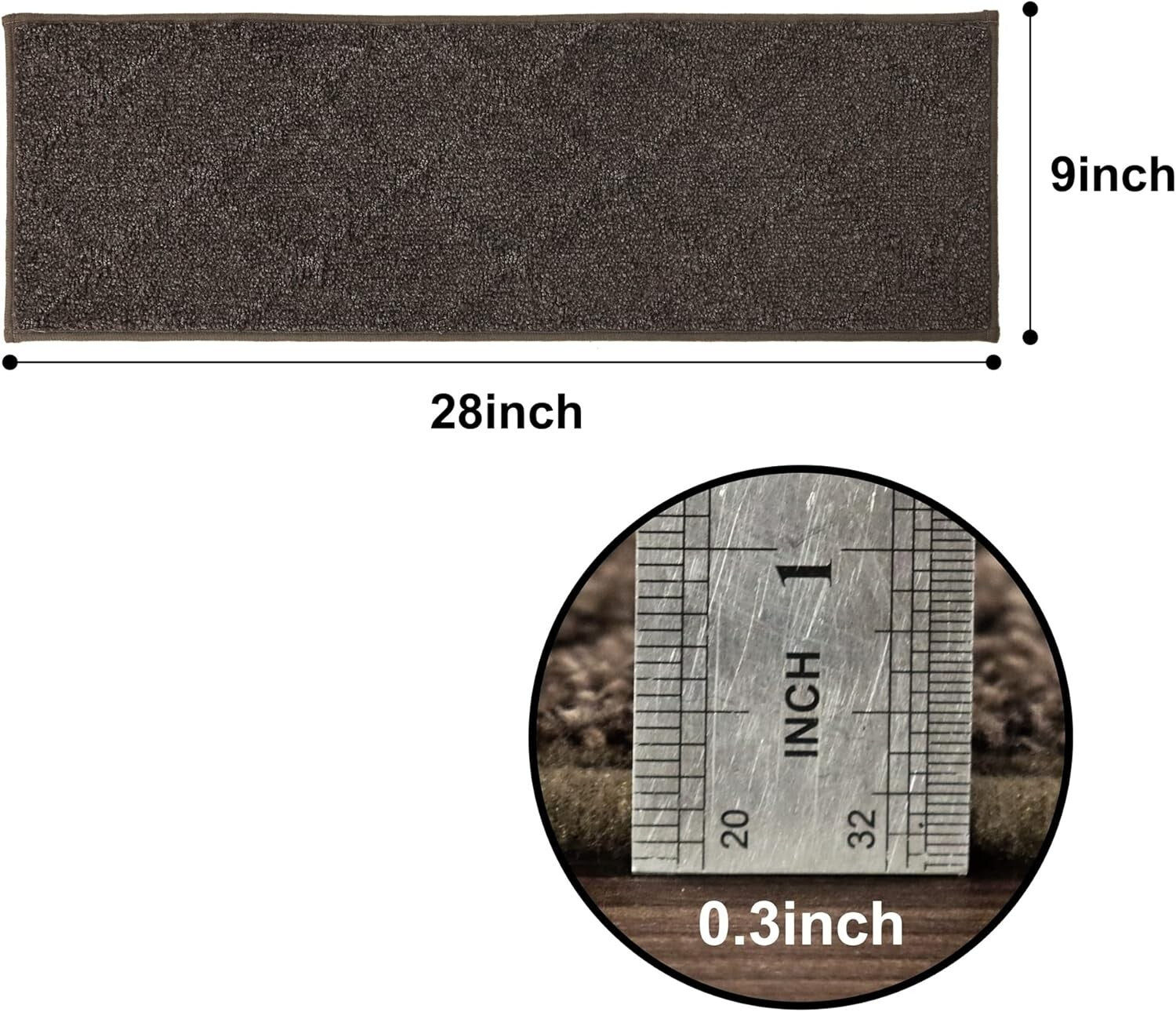 Non-Slip Indoor Stair Runners 28x9in - 15pc Brown Carpet Mats for Kids & Pets