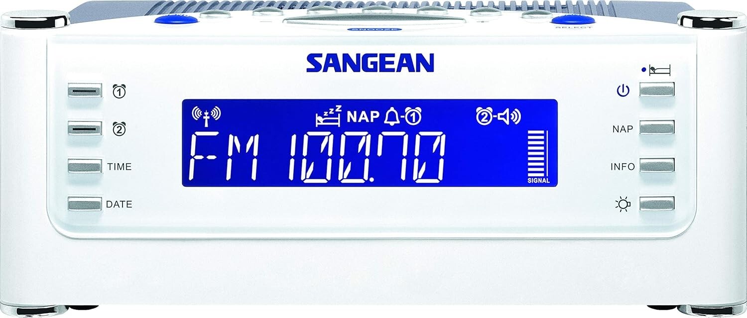 Precision Atomic Clock with Dual Alarm & FM-AM Radio in Classic Silver Finish