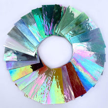 Load image into Gallery viewer, Vibrant 24-Piece Iridescent Stained Glass Pack for Mosaic Crafts - 6x4 Inch