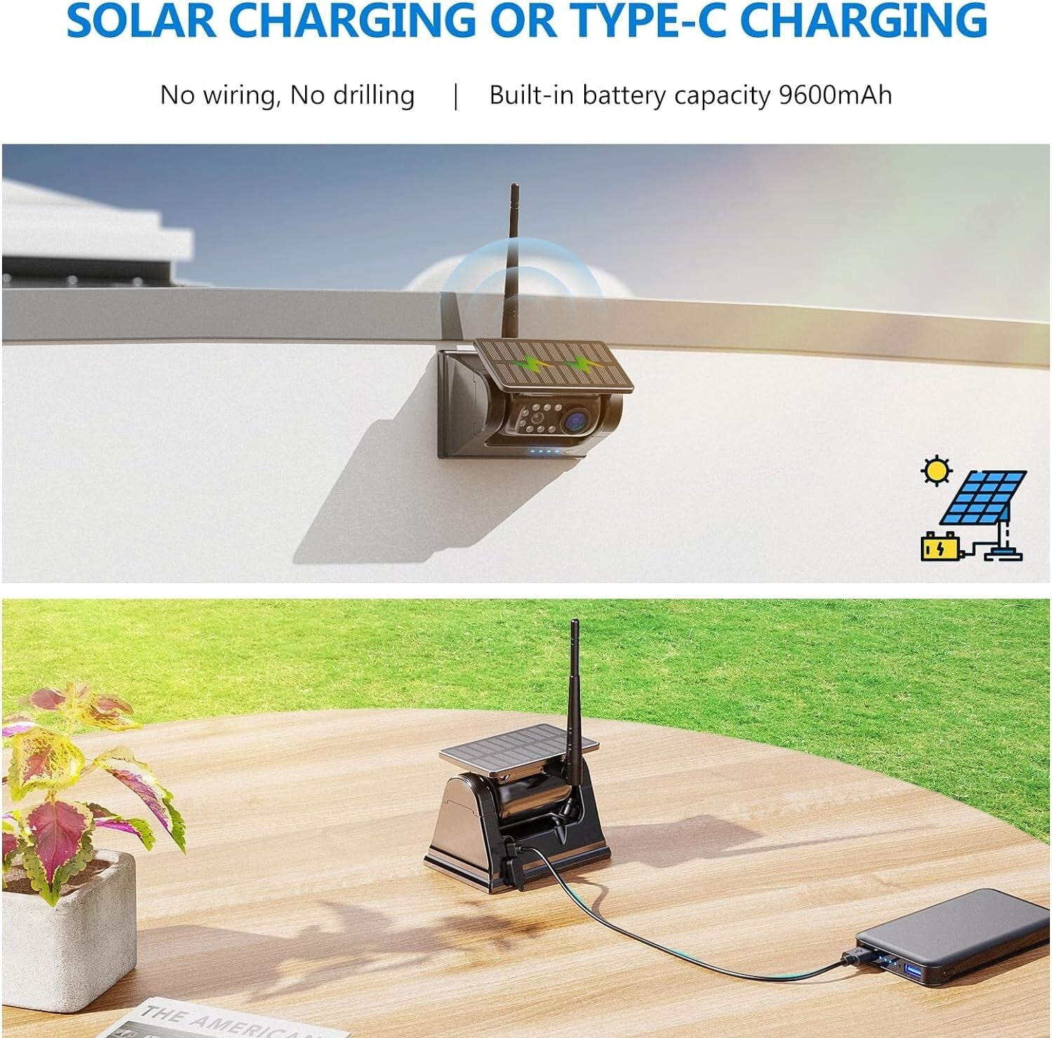 7-Inch Backup Camera System with HD1080P, Solar Charge, Easy 3-Min Installation