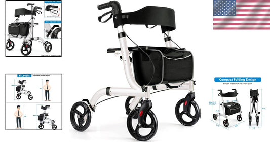 Durable Rollator Walker with 300 lbs Capacity and Easy-Fold Design for Seniors