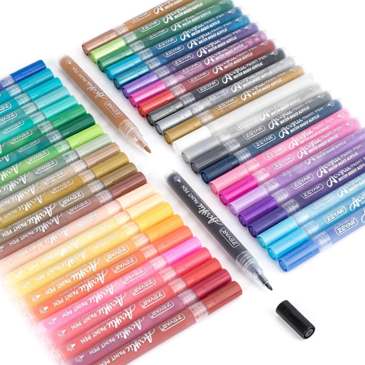 Permanent & Waterproof Acrylic Paint Pens Set - 48 Rich Colors for All Surfaces