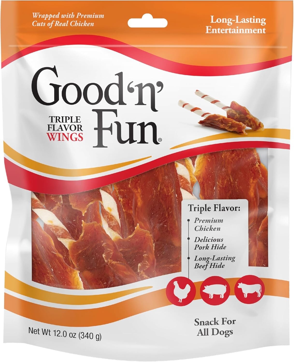 Good ‘n’ Fun 12 Pack Triple Flavor Chews for All Dogs - Delicious & Nutritious
