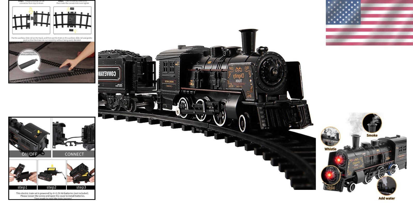 Durable Kids Electric Train Set with Realistic Sounds & Lights - Educational Fun