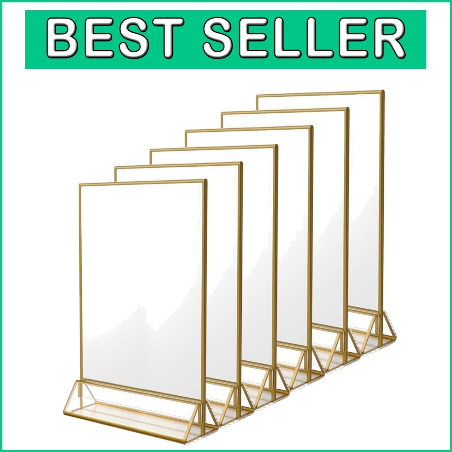 Double-Sided Acrylic Picture Frames with Gold Frames - Perfect for Menu Displays