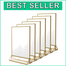 Load image into Gallery viewer, Double-Sided Acrylic Picture Frames with Gold Frames - Perfect for Menu Displays