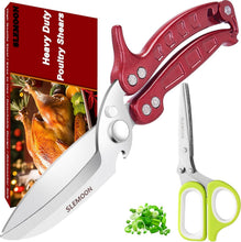 Load image into Gallery viewer, Multipurpose Kitchen Shears &amp; Herb Scissors Set – Professional Grade in Burgundy