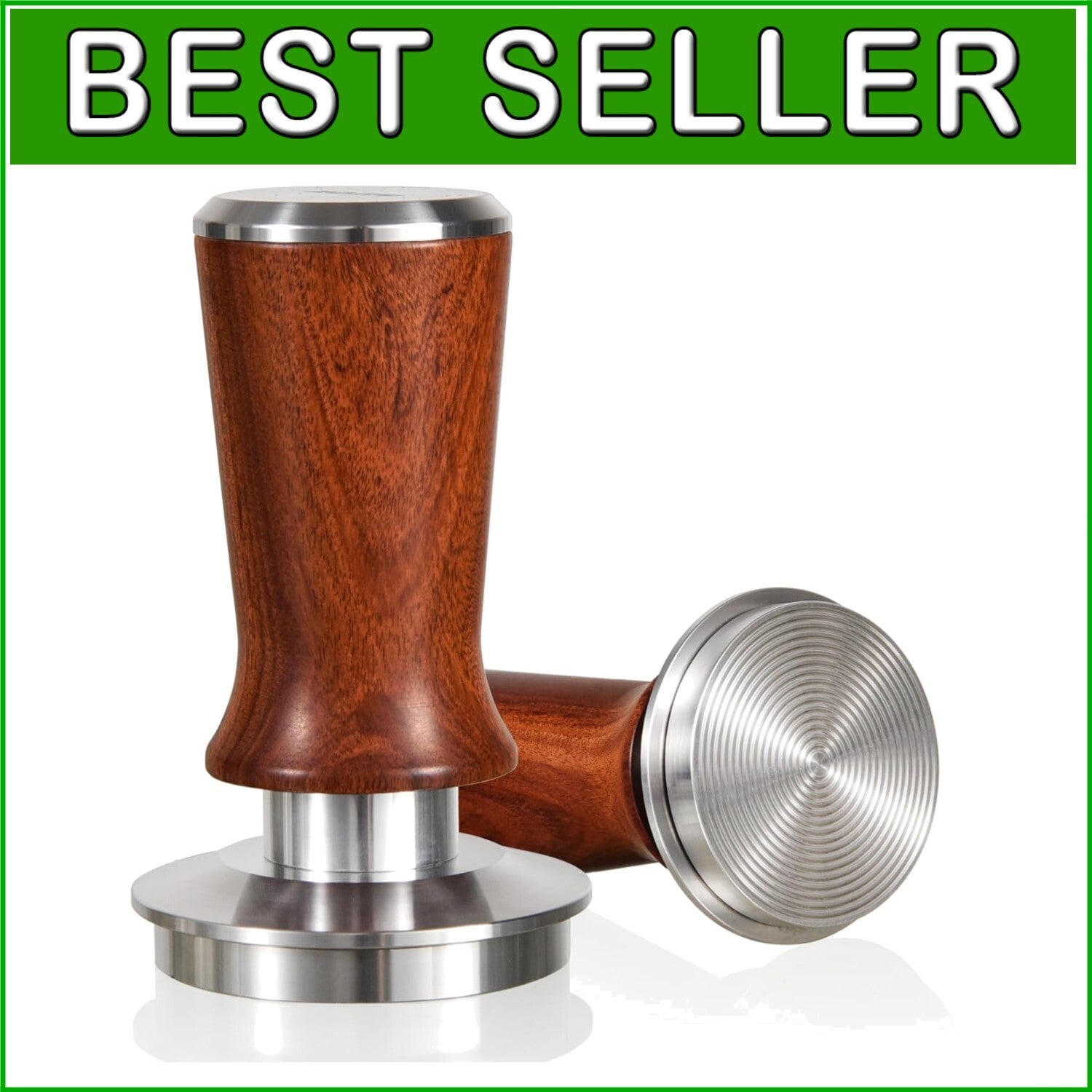 Elegant 58.5mm Espresso Hand Tamper with Durable Ripple Base & Rosewood Handle