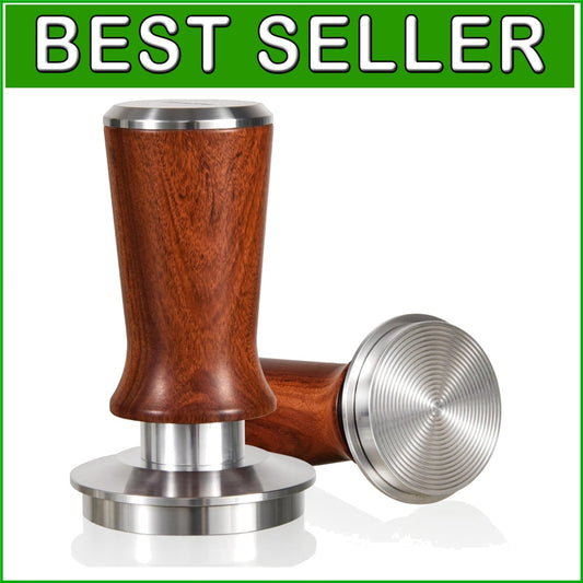 Elegant 58.5mm Espresso Hand Tamper with Durable Ripple Base & Rosewood Handle