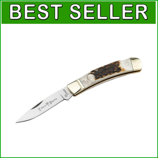 Classic 2.95-Inch Folding Knife with Stag Handle - Durable Hunting Companion