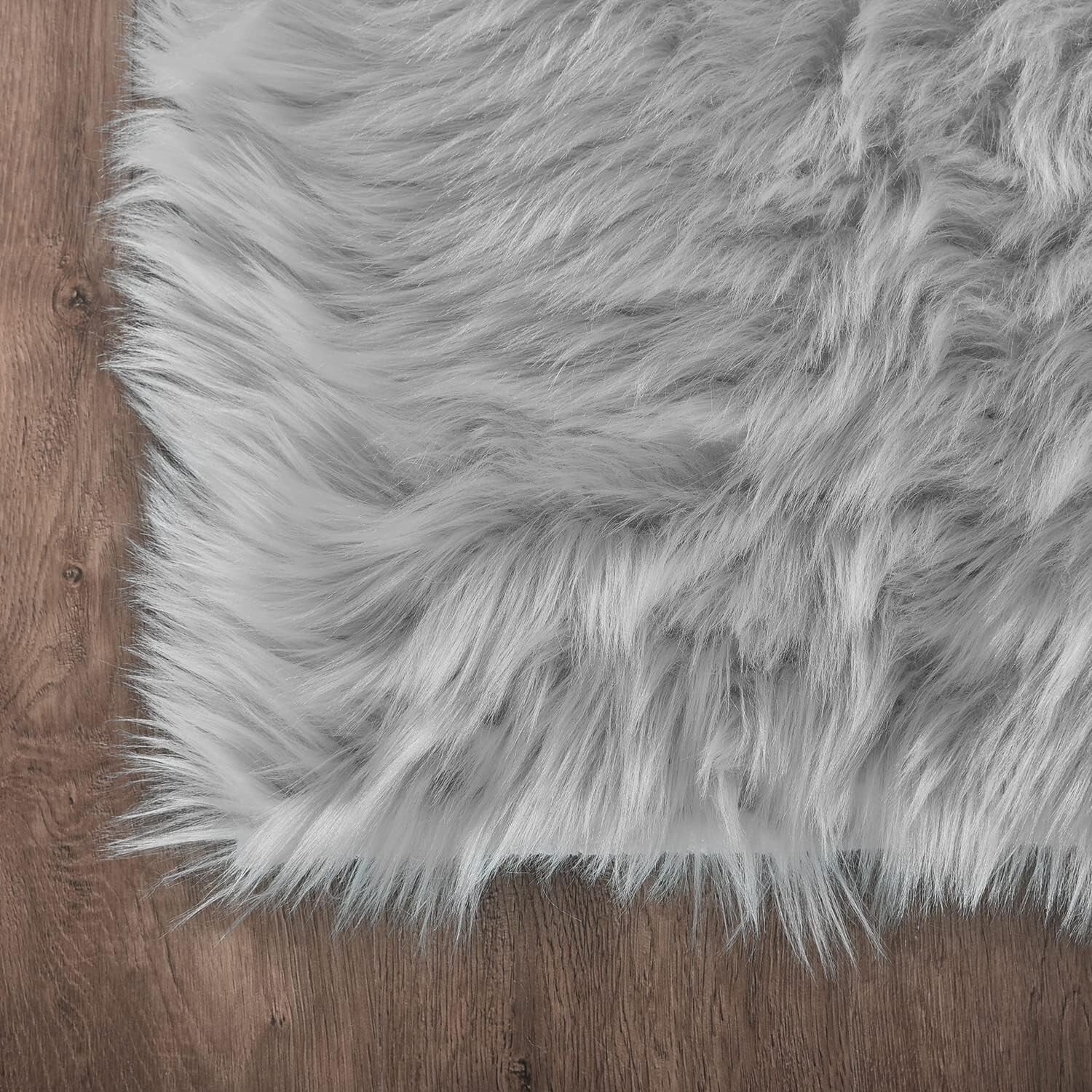 Elegant Grey Faux Fur Runner Rug 2x8 ft - Machine Washable & Fade Resistant