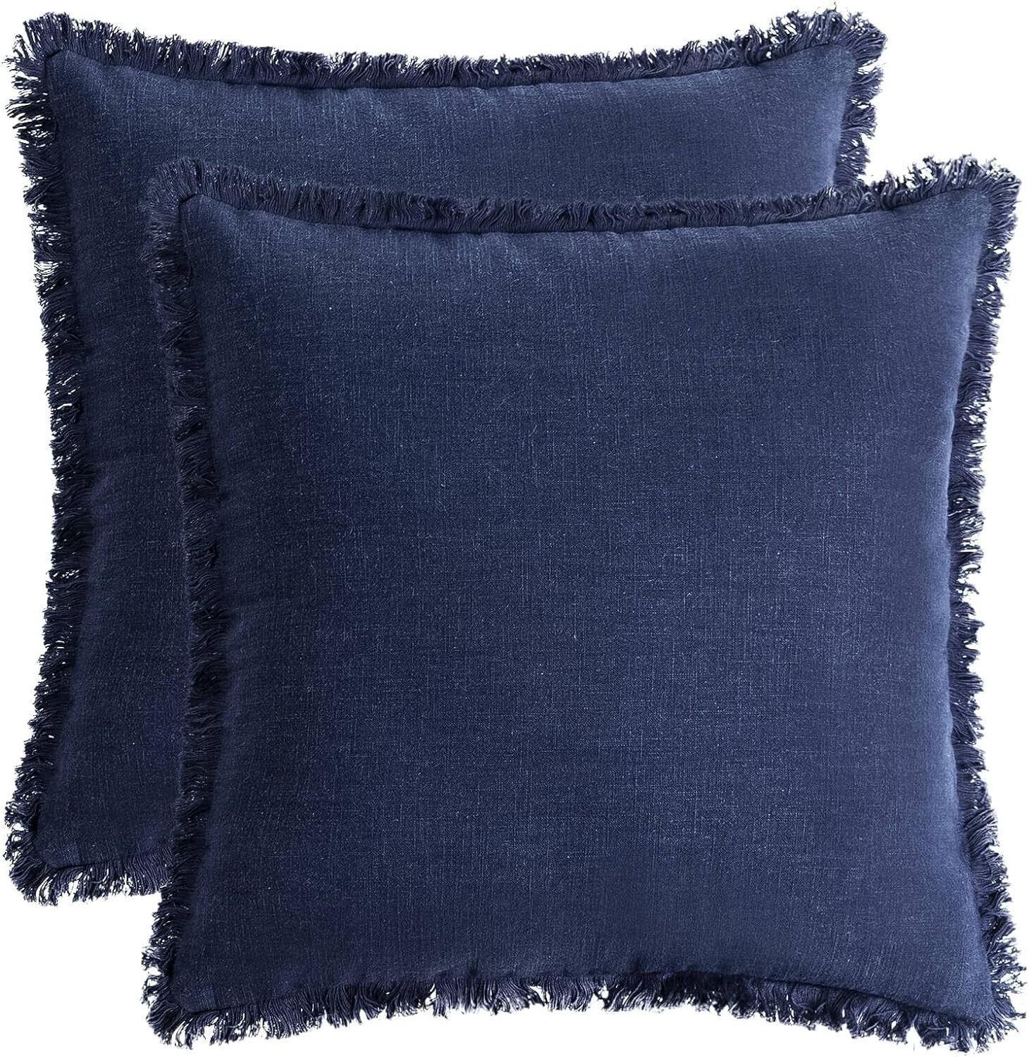 Cozy Linen Tassel Throw Pillowcases - Pack of 2, Machine Washable, 20x20-Inch