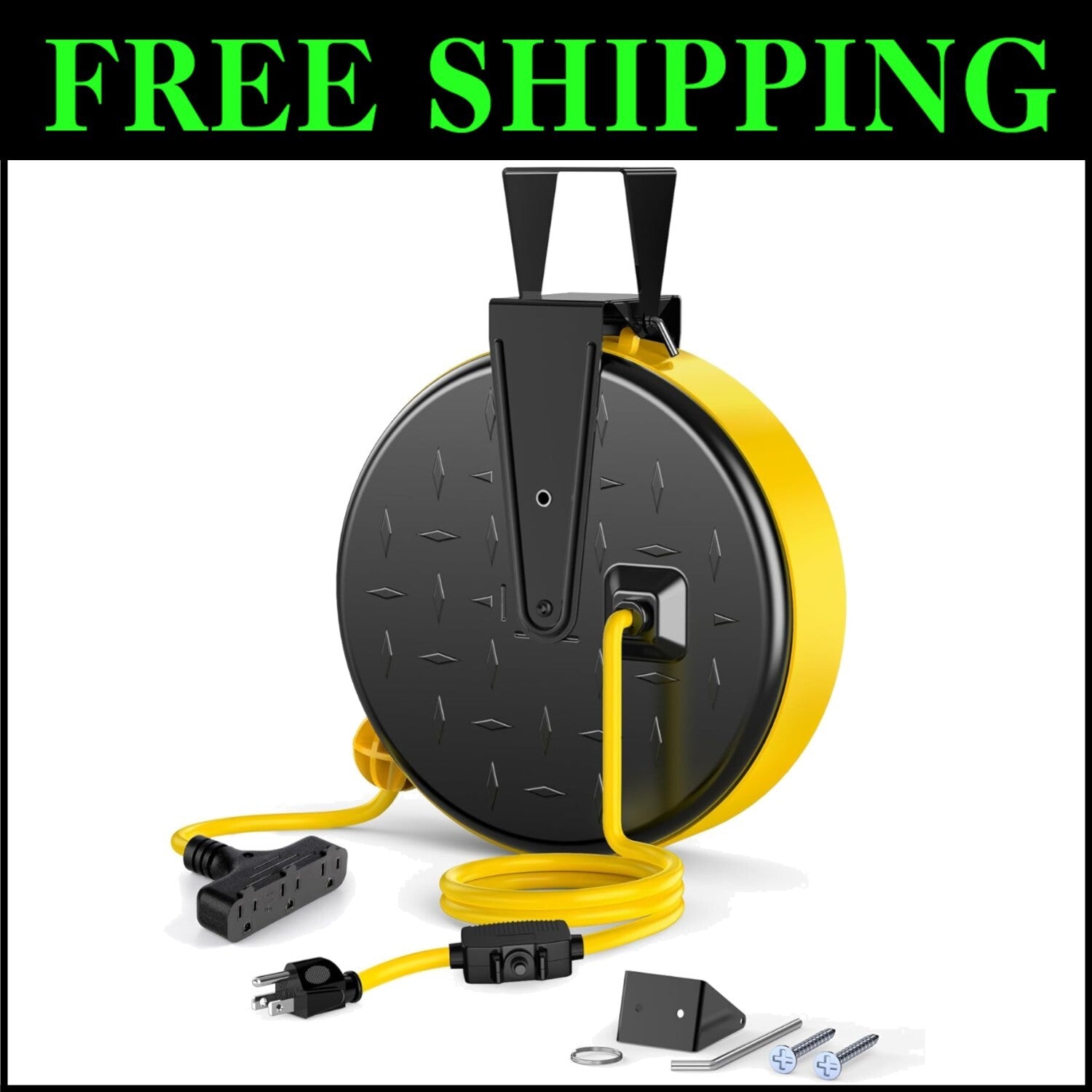 30 Ft Retractable Extension Cord Reel with 3 Outlets for Ultimate Power Access