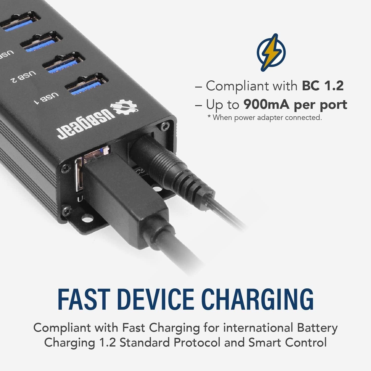 10-Port USB 3.2 Gen 1 Mountable Hub with Fast Charging and 5Gbps Transfer Speed