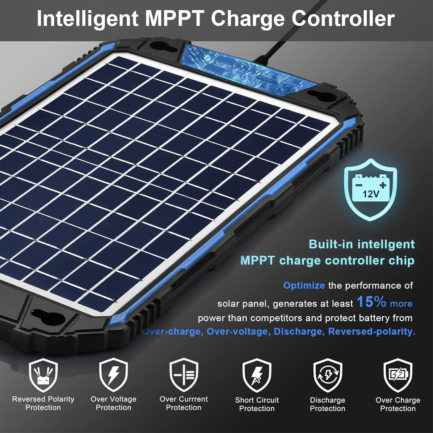 All-Weather 12V Solar Charger with Advanced MPPT Technology for Total Protection