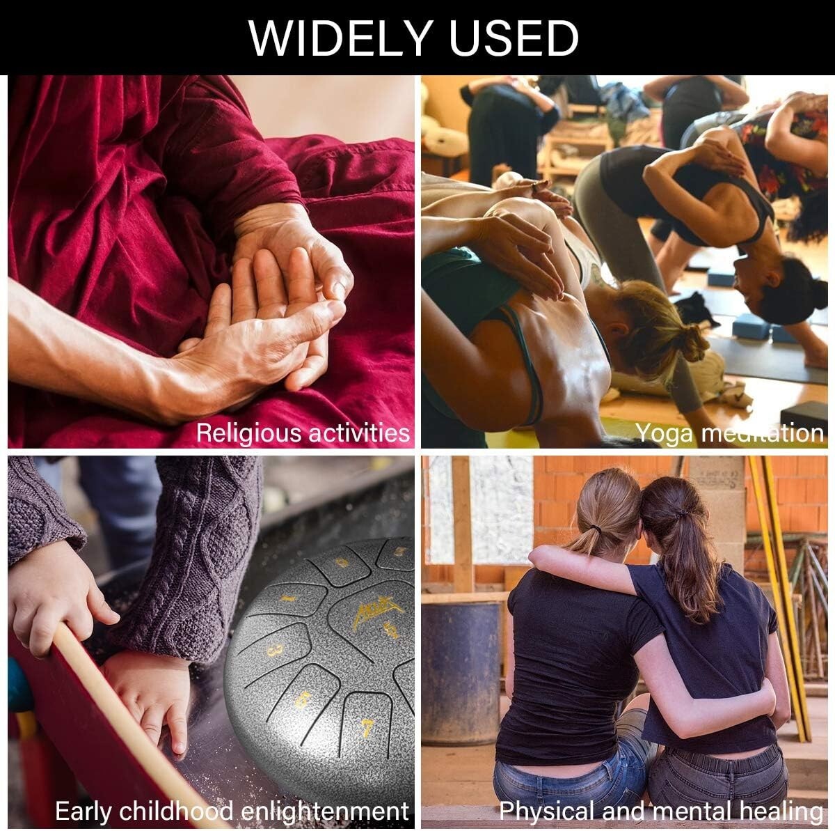 10-Inch Titanium Alloy Steel Tongue Drum with Mallets & Carry Bag - C Key