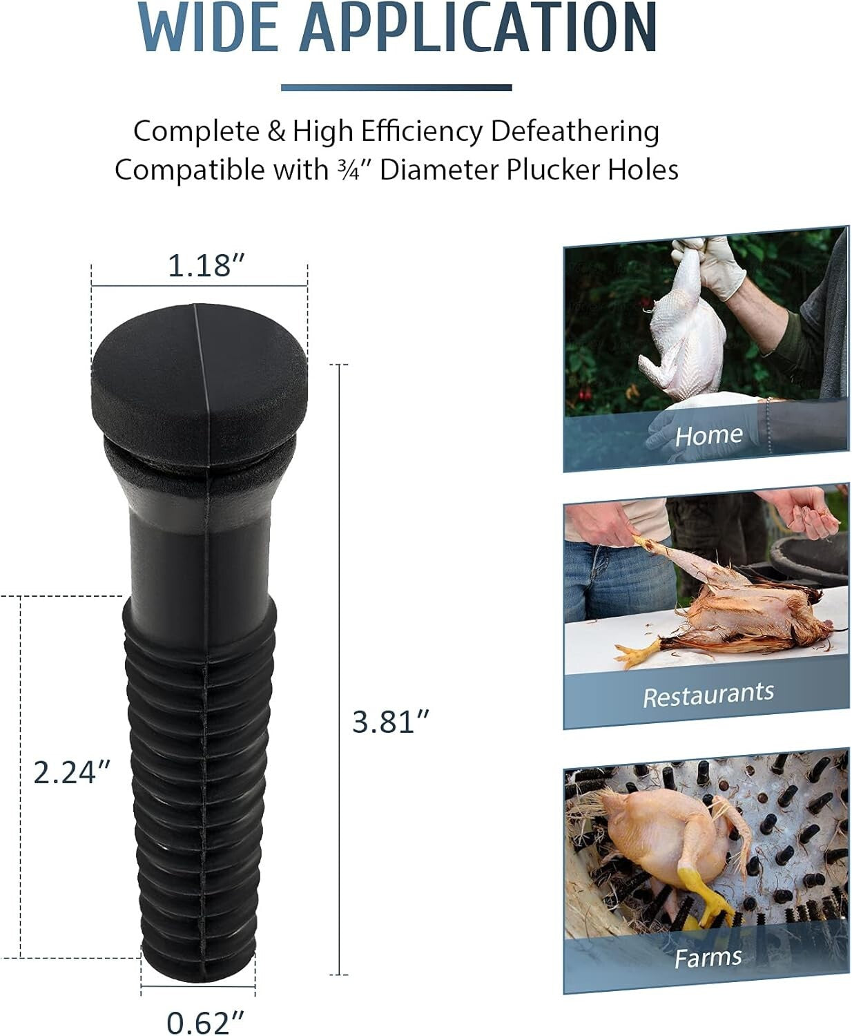 Easy-Install Rubber Plucking Fingers for Poultry - 150 Pack, 3/4" Compatible