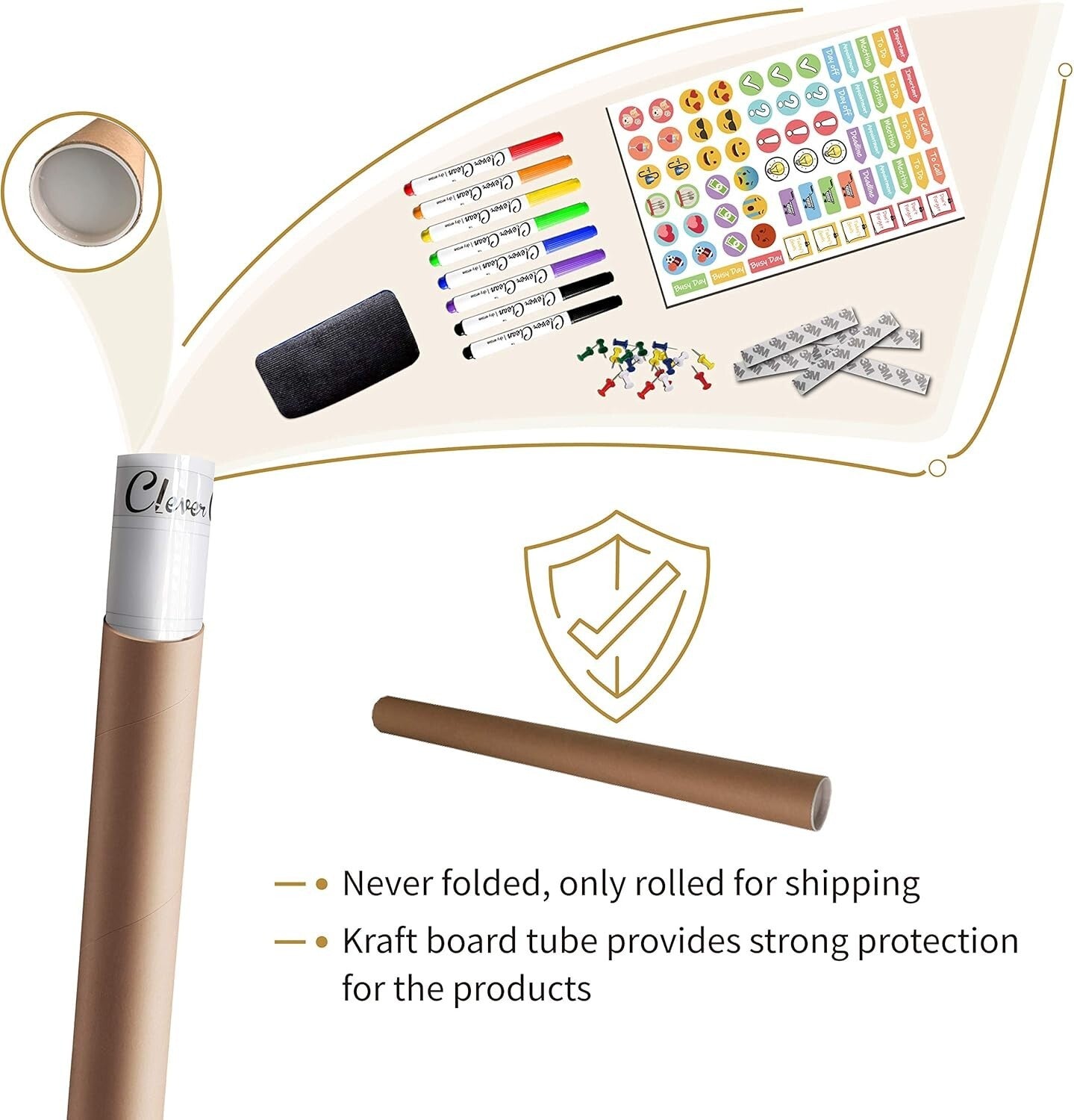 Jumbo 48"x58" Dry Erase Wall Calendar - Undated Yearly Planner with Markers