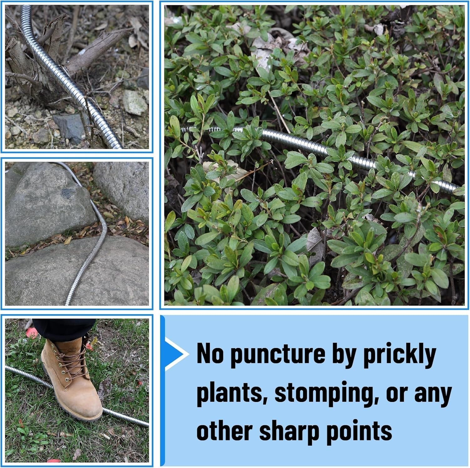 Durable 50-Ft Stainless Steel Garden Hose with Tangle-Free 10-Function Nozzle