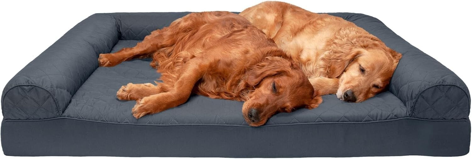 Supportive Quilted Orthopedic Dog Couch for Large Dogs - Machine Washable Cover