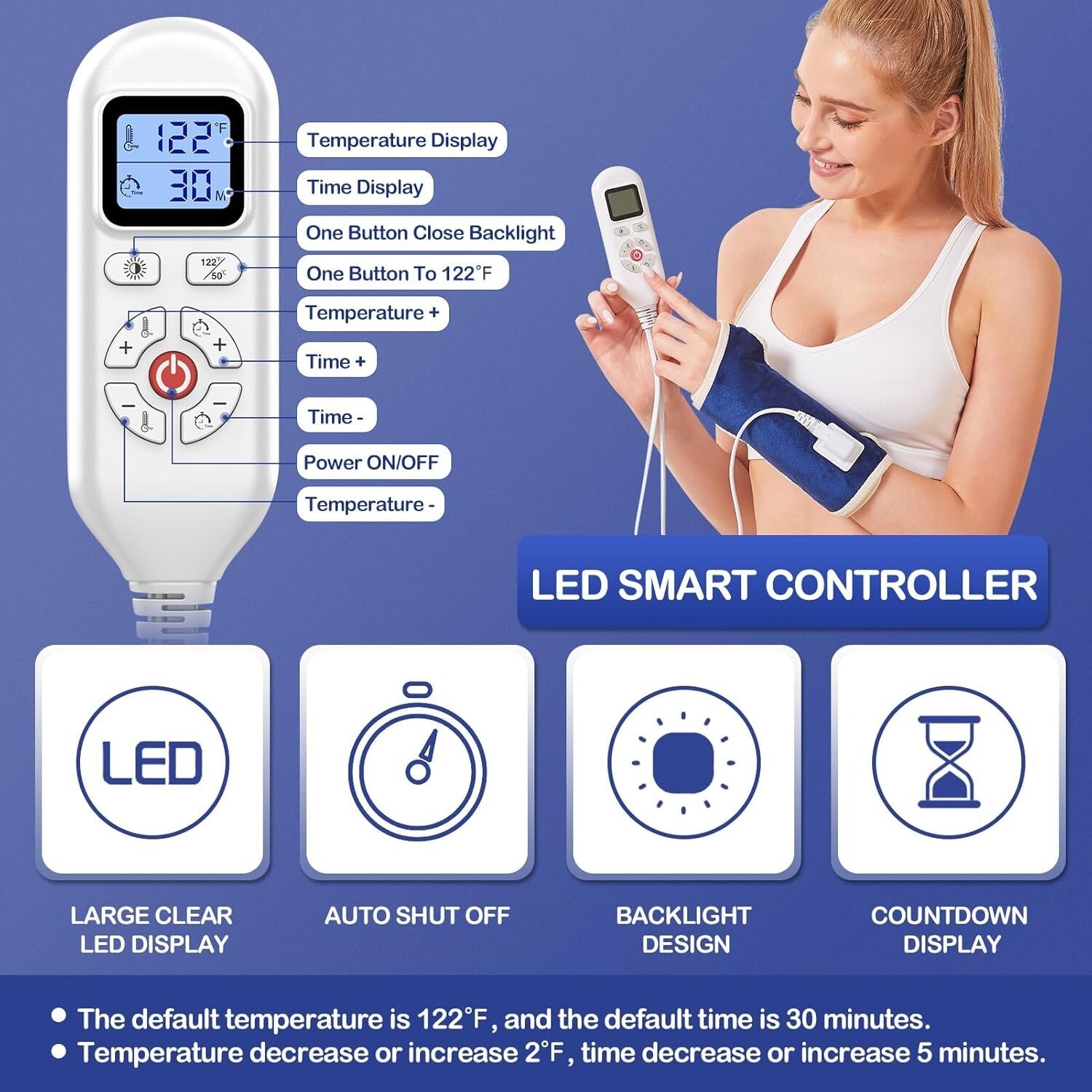 Ergonomic Heating Pad for Wrist Pain - Full Coverage, Timer & Digital Control