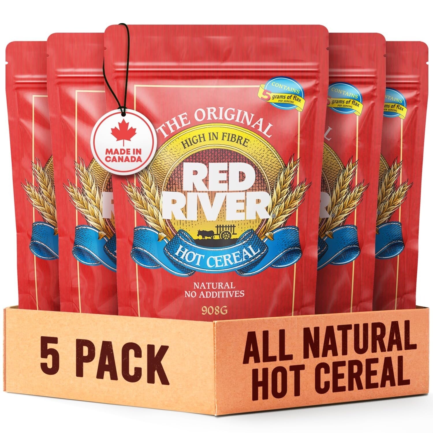 Natural Cracked Wheat Hot Cereal 5-Pack - No Additives, All Canadian
