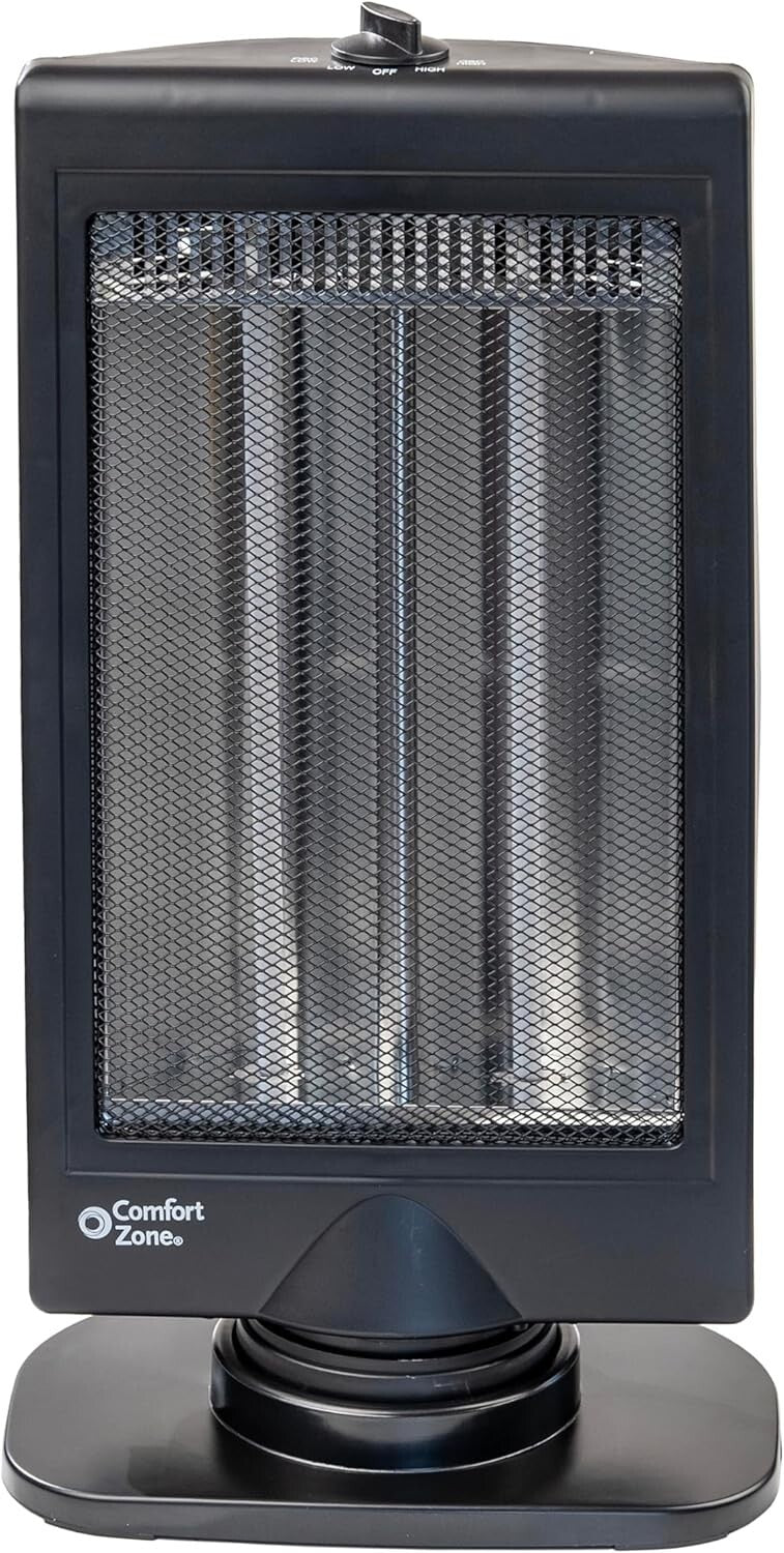 Sleek 800W Halogen Space Heater with Adjustable Tilt and Overheat Protection