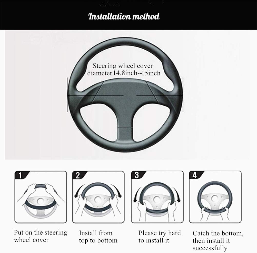Anti-Slip Black Leather Steering Wheel Cover - Perfect Fit for 15 Inch Wheels