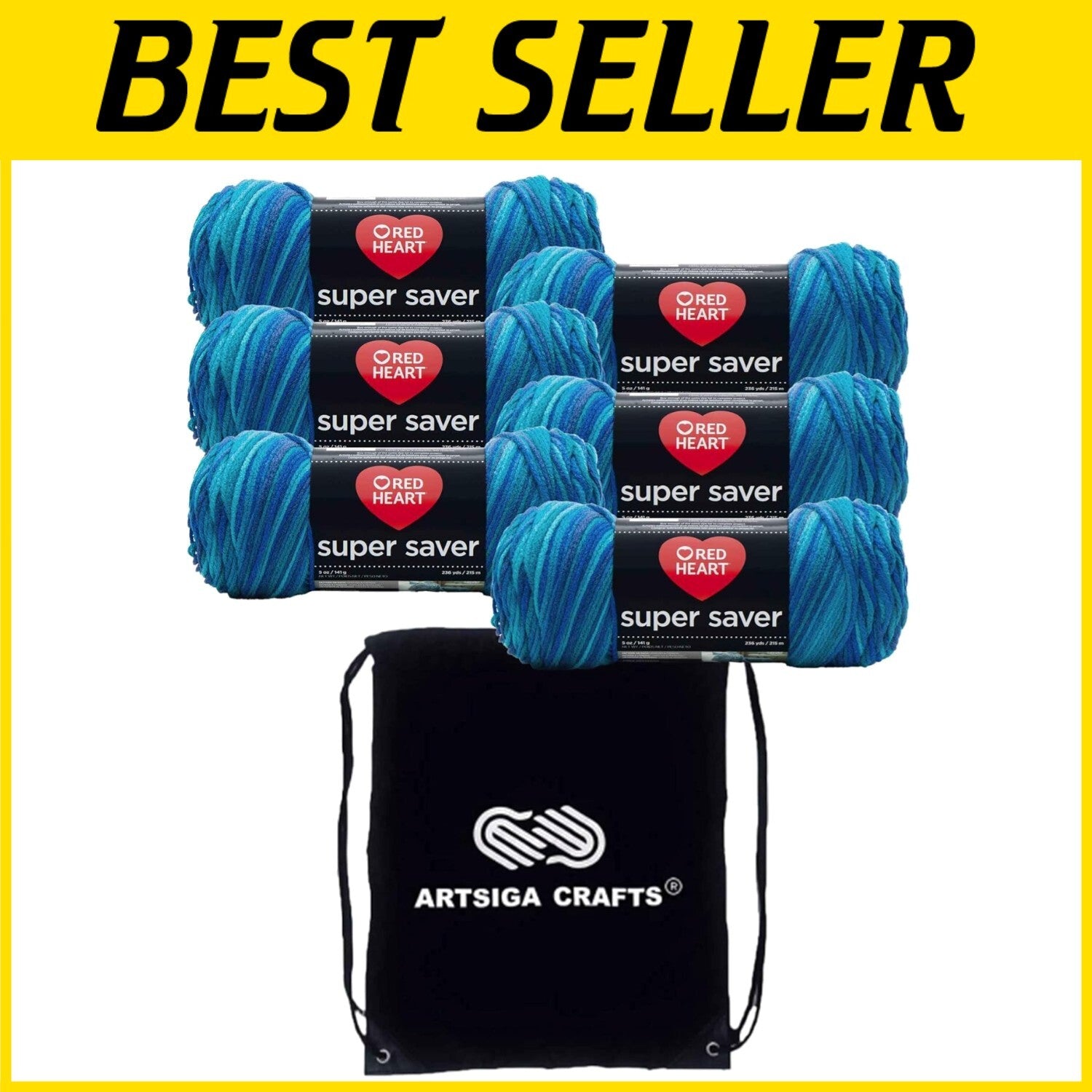 6 Skeins of Super Saver Worsted Acrylic Yarn - Portable Project Bag Included