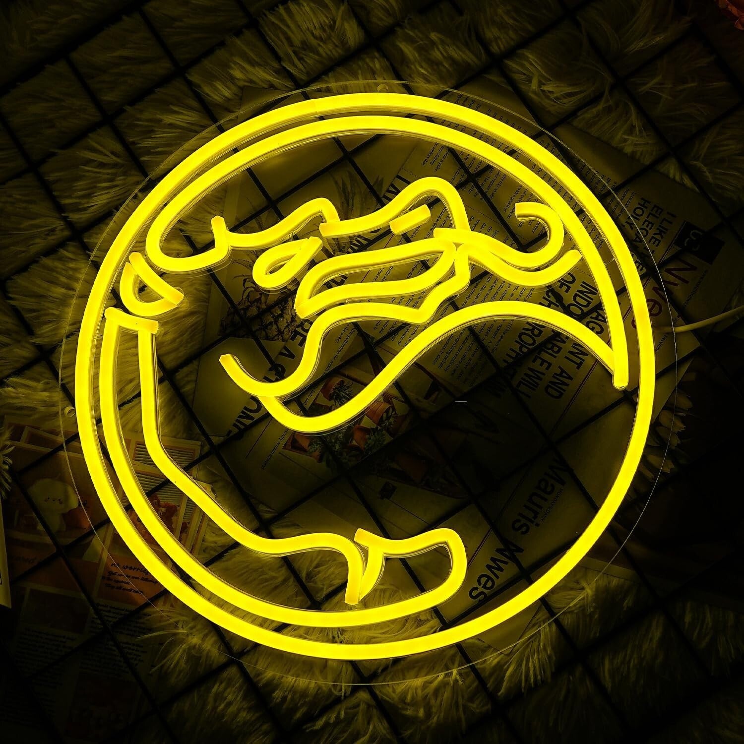 Bright Yellow Dimmable Dragon Neon Sign - Mortal Kombat Game Room Decor