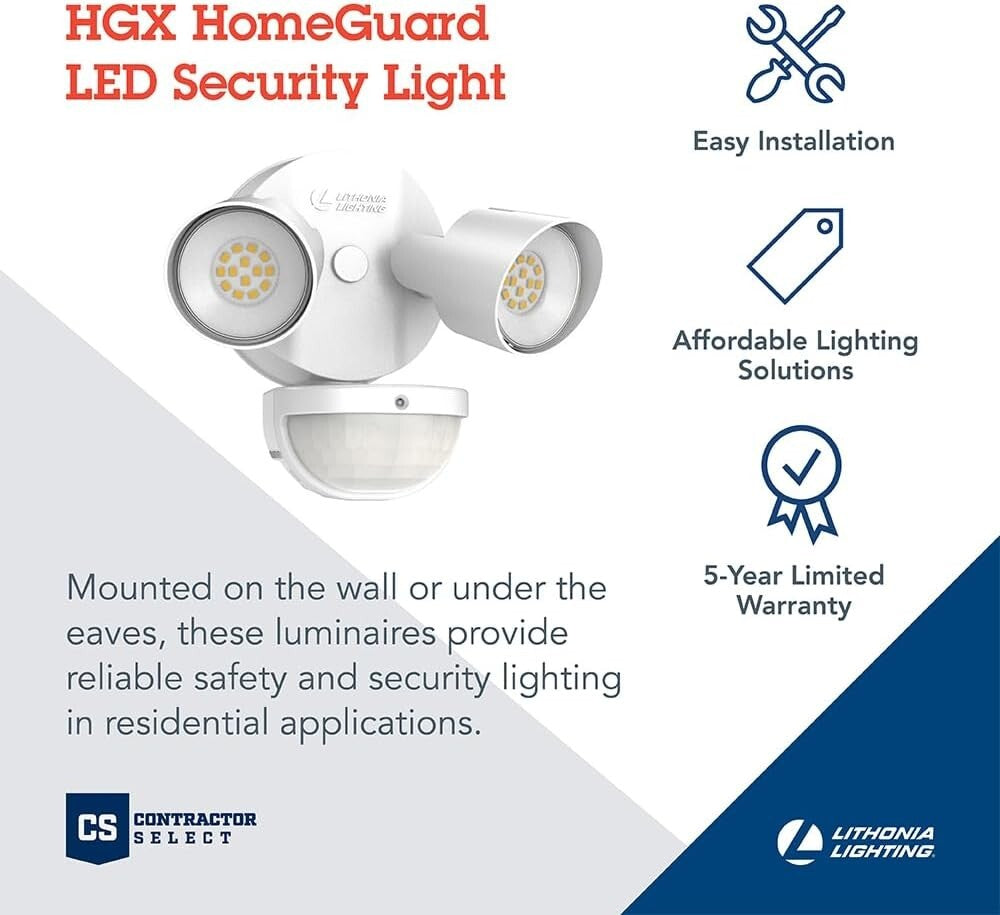 Energy-Efficient 2-Light LED Motion Sensor Flood Lights for Outdoor Security