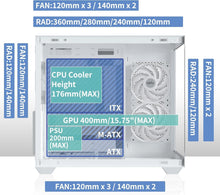Load image into Gallery viewer, Mid Tower ATX PC Case with 6 ARGB Fans - 270° Tempered Glass Design